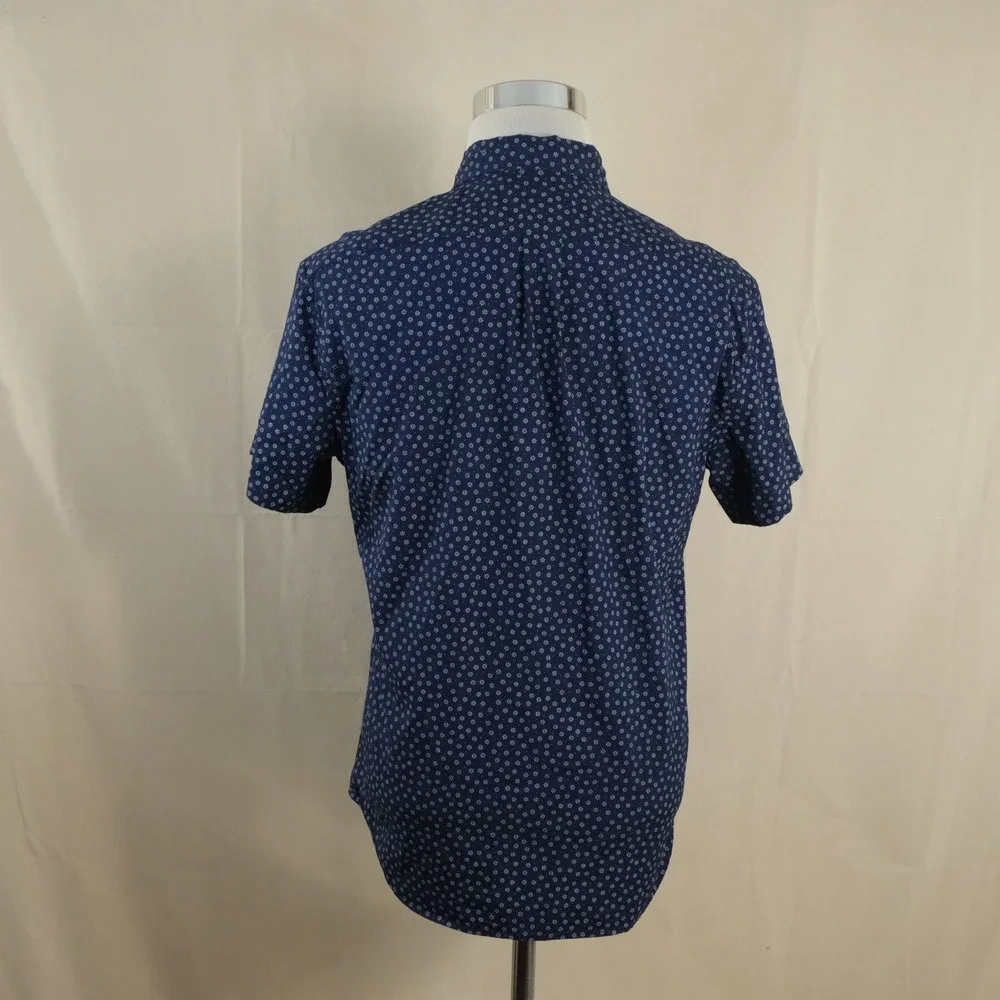 J. Crew Medium Slim Untucked Button Down Shirt Navy White Floral Stretch Mens